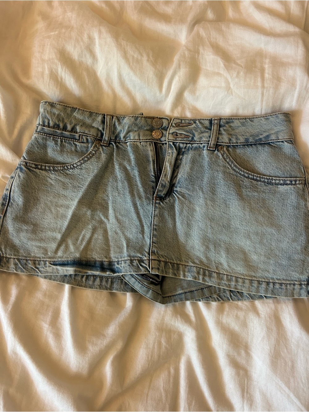 Garage Light Blue Denim Mini Skirt